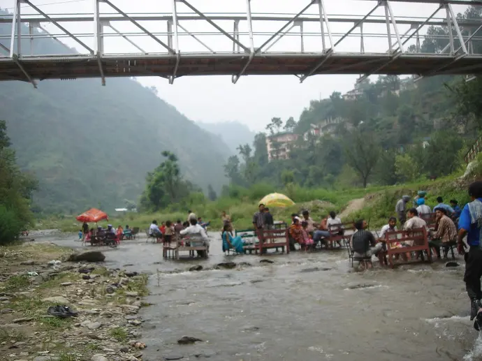  Ashwini River flowing through pine hills at Sadhupul – Mountain Junkey