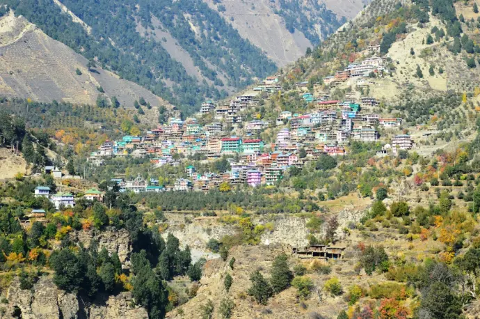 Hidden village of Lippa Valley nestled in terraced fields of Kinnaur